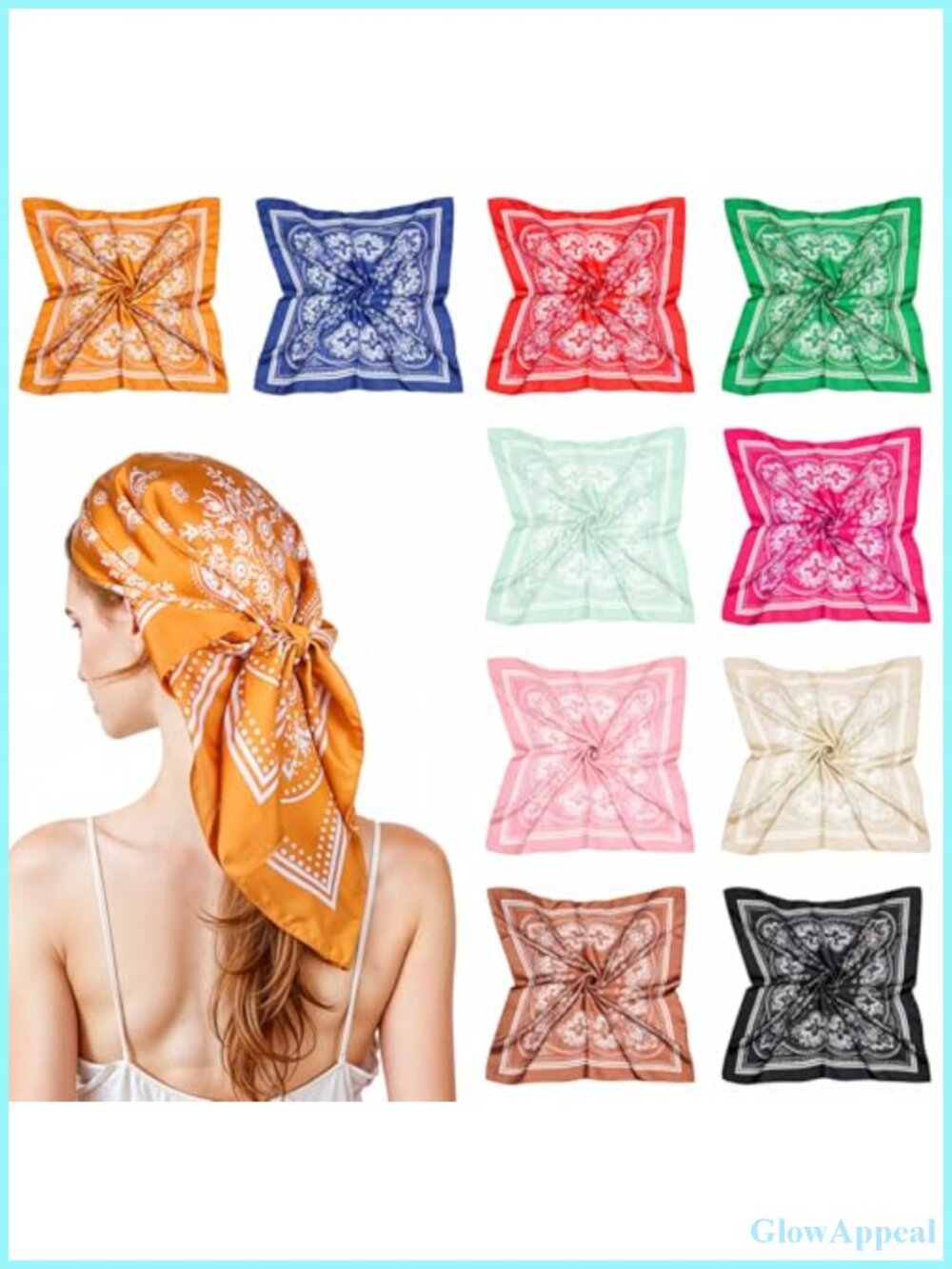 10 Pack Square Satin Hair Wrap Scarf Set Silk Bandana Neck Scarf Boho Head